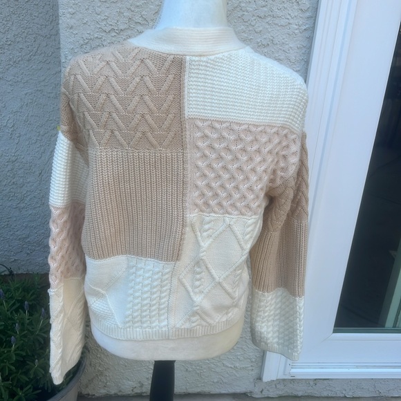 Rails Reese Cream/Tan Patchwork Knit Button up Cardigan Sweater Women's Size Xs - Picture 5 of 9